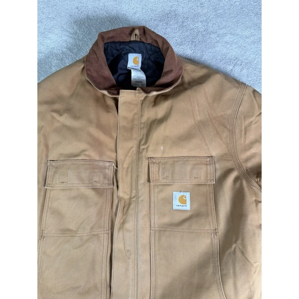 VTG Carhartt C03 BRN Arctic Jacket Mens 48 Reg Canvas Chore Barn DISTRESSED Work